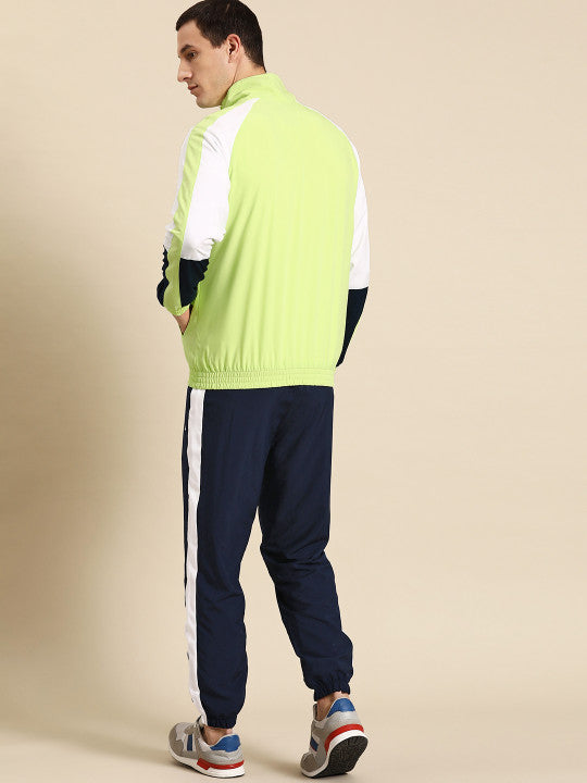 United Colors of Benetton Colourblocked Raglan Sleeves Mock Neck Front Zipper Tracksuit