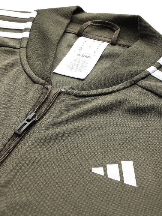 ADIDAS Striped Detail Drop-Shoulder Sleeves 3S Plain Jacket with Joggers
