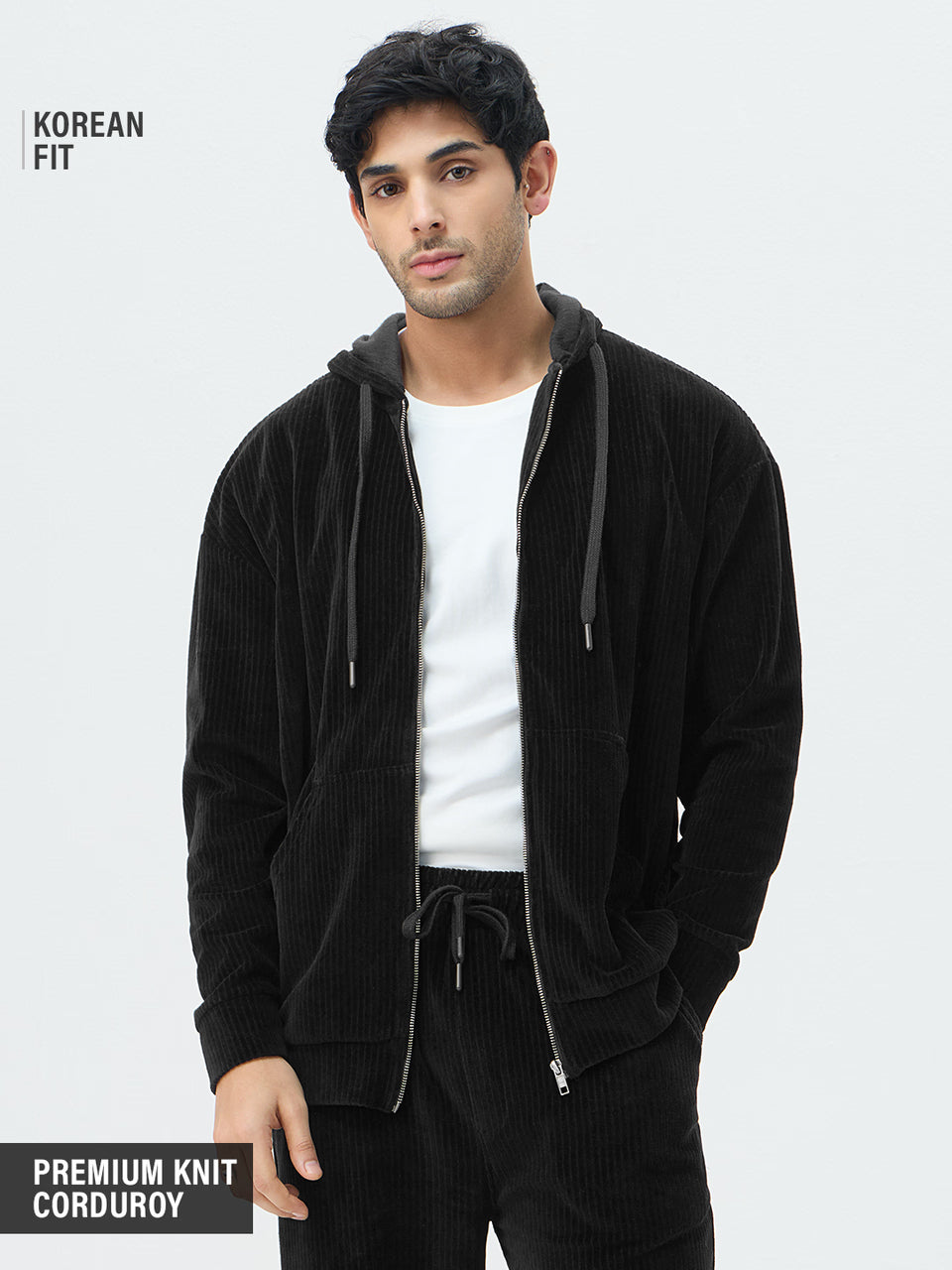 Corduroy Hoodie: Black