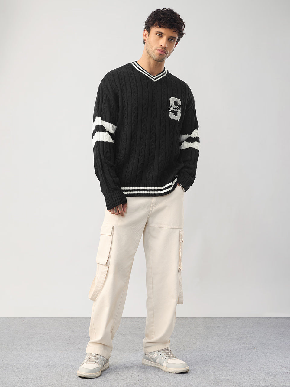 Cable Knit: Varsity Black