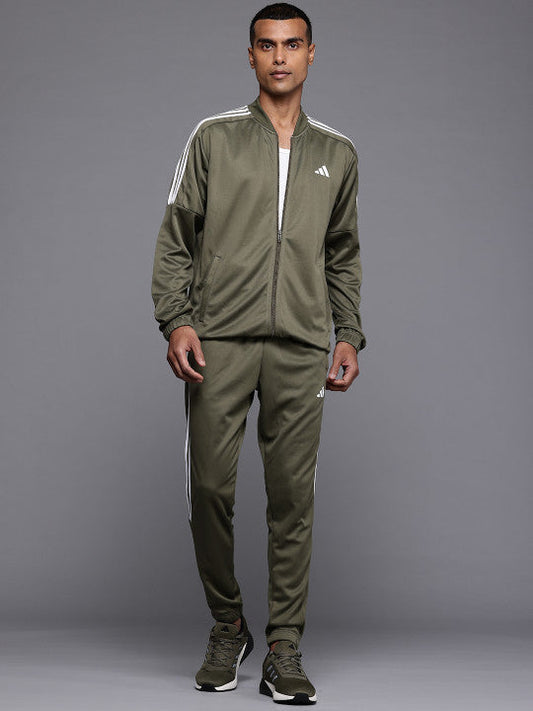 ADIDAS Striped Detail Drop-Shoulder Sleeves 3S Plain Jacket with Joggers