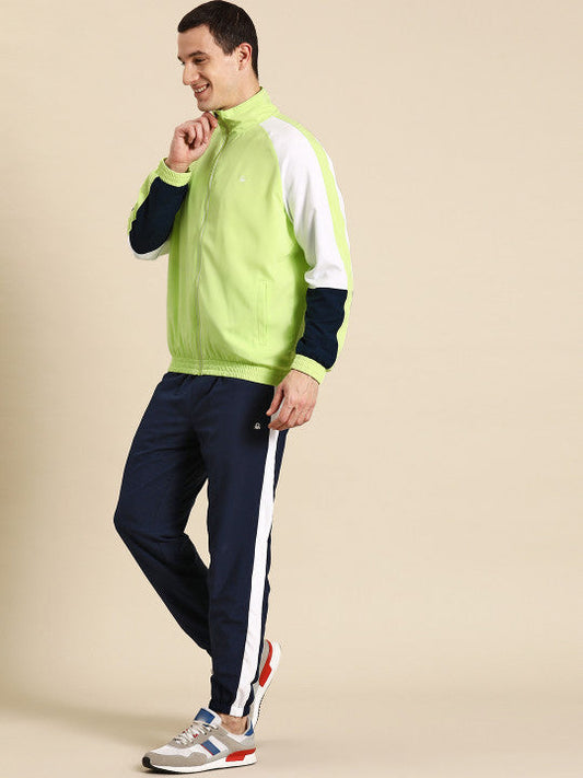 United Colors of Benetton Colourblocked Raglan Sleeves Mock Neck Front Zipper Tracksuit