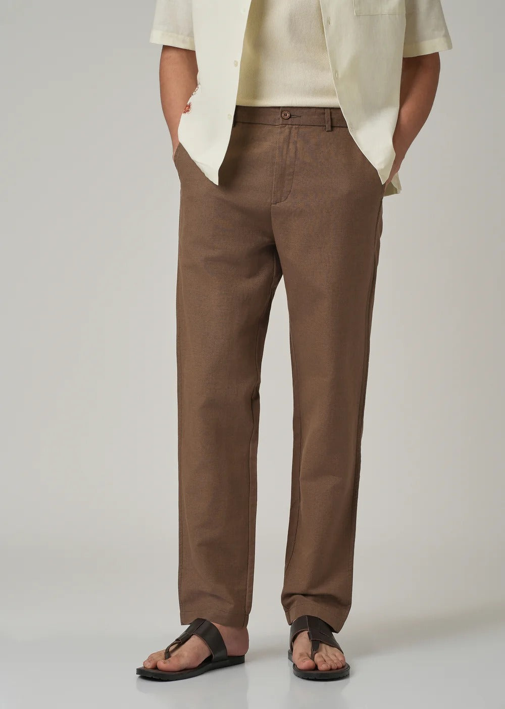 Pack of 2 Premium Linen Pants – (Light Cream & Brown)