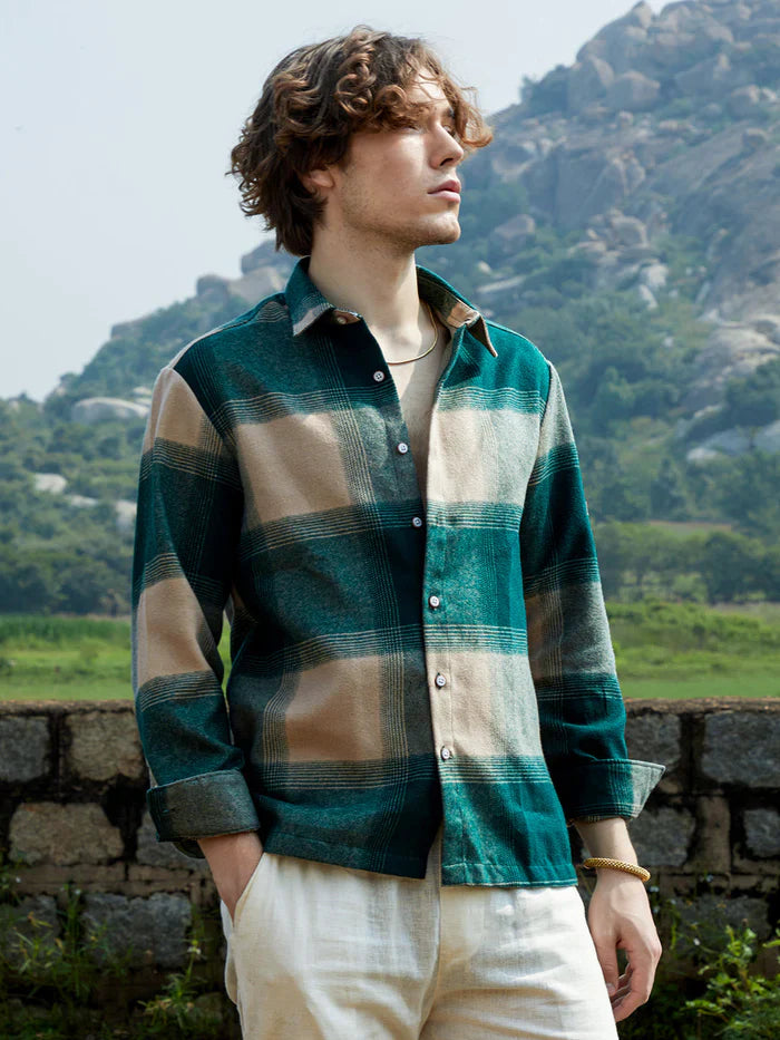 Zoom Vignette-Checkered Oversized Shirt
