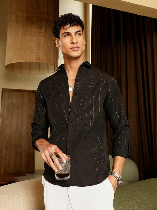 Metallic-Crushed Textured Shirt