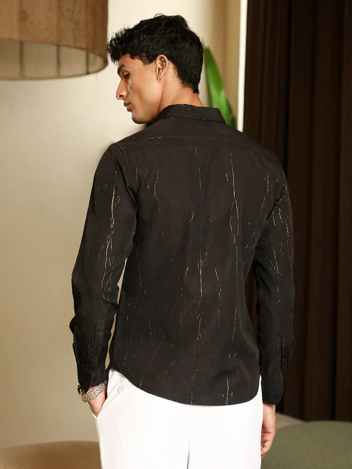 Metallic-Crushed Textured Shirt
