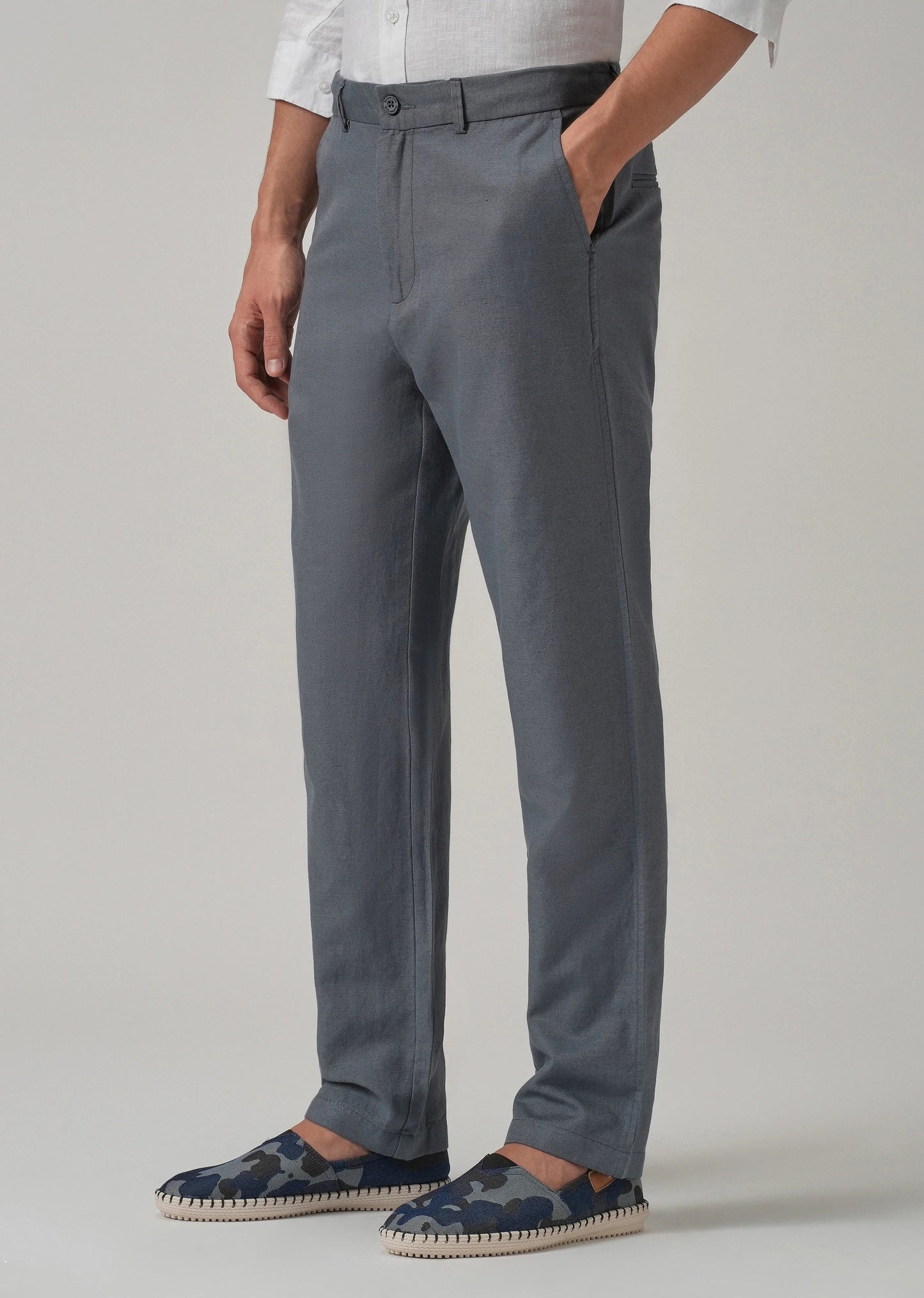 PACK OF 2 Premium Linen Pants – (Grey & Blue)