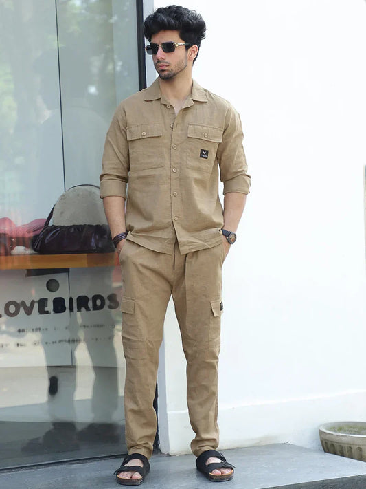 Linen Atlanta Khaki Cargo Co-Ord Set