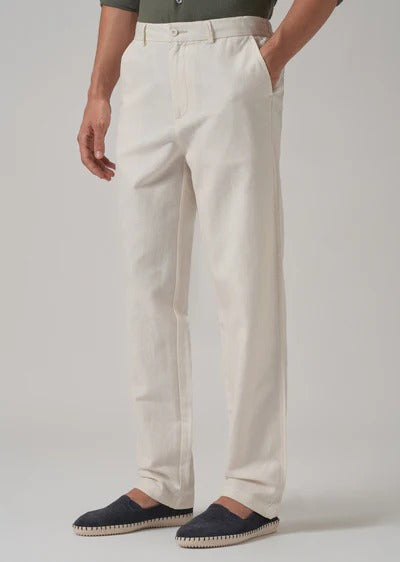 Pack of 2 Premium Linen Pants – (Light Cream & Brown)