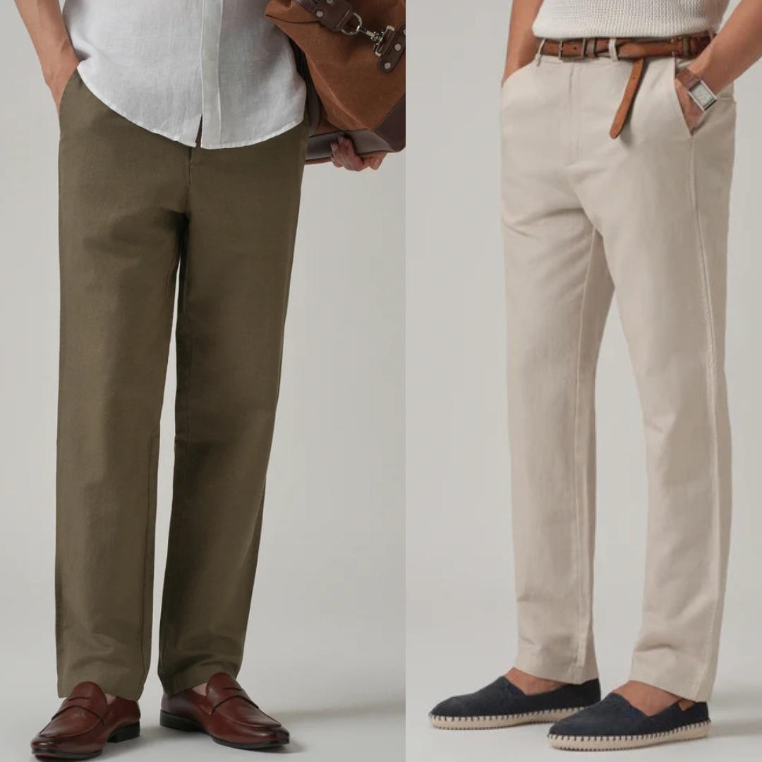 Pack of 2 Linen Pants | Breathable Summer Comfort(Cream & Olive)